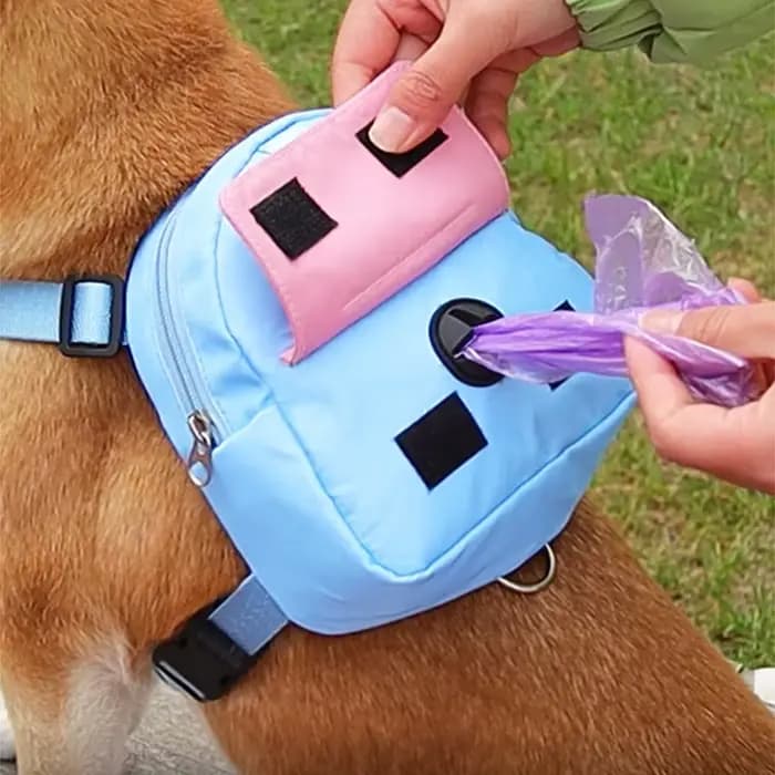 Sac à dos imperméable pour animaux de compagnie, sac pour chiots avec harnais et collier, sac à dos