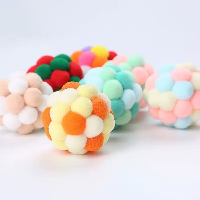 Jouets pour chats, boule de cloche colorée faite à la main, boule élastique, chassage interactif, fo
