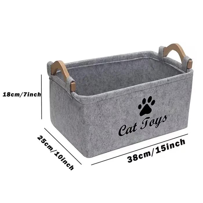 Panier de rangement de fournitures pour chats, 1 pièce, panier organisateur de jouets en feutre avec