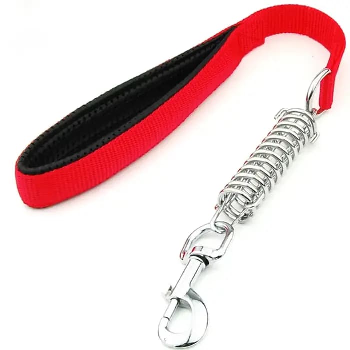 Laisse de printemps en cuir PU pour chiens, courte, pour grands chiens, corde en Nylon, Durable, rés