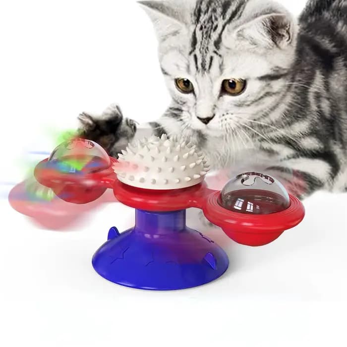 Moulin à vent pour chat, jouet interactif pour animaux de compagnie, Puzzle, jeu pour chat, plateau