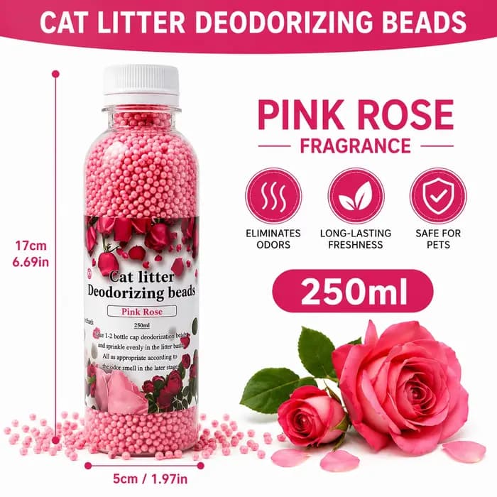 Perles désodorisantes pour litière pour chat 250ML, neutralisateur d'odeurs pour litière, parfum fra