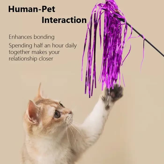 5 baguettes pour chat avec ruban réfléchissant et sons de clochette, jouets interactifs pour chats