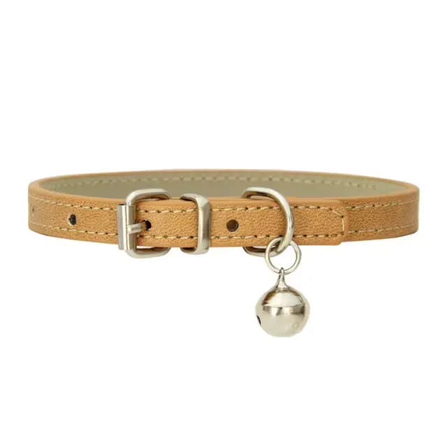 Collier réglable en cuir PU solide avec cloches pour animaux de compagnie, collier pour chat mignon,