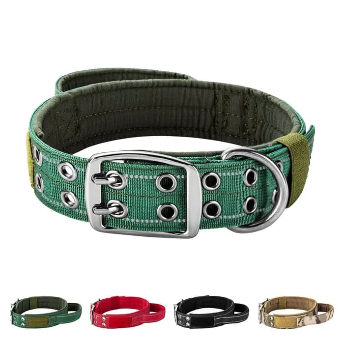 Collier pour chien tactique robuste à Double boucle, collier pour chien de qualité militaire avec po