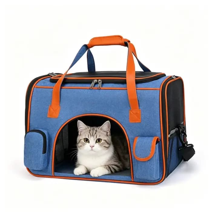 Sac de transport pour chat, portable et confortable pour les sorties, sac à dos pliable en toile gra