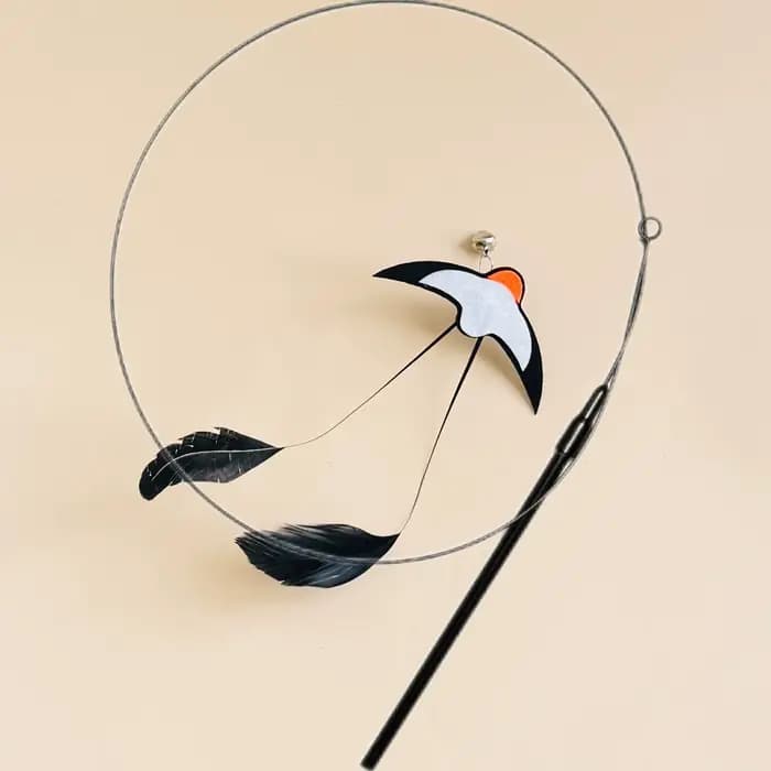 Jouet interactif pour chat, Simulation drôle de plume d'oiseau avec cloche, bâton de chat, jouet pou