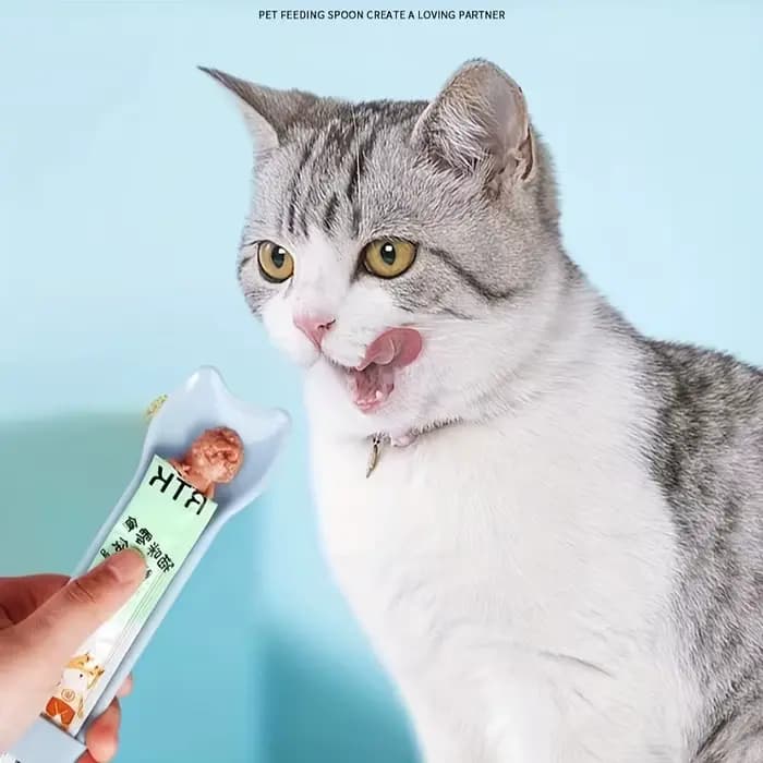 Cuillère à presser pour bande de chat, mangeoire pour bandes de chat, friandises humides et léchable