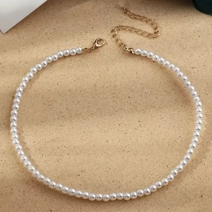 Collier de Perles Blanches pour Chien et Chat, Ras du Cou, Accessoire Très Mignon et Élégant, Tendan