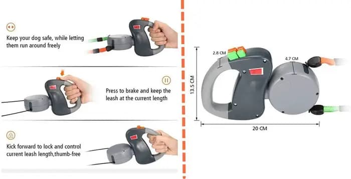 Double laisse rétractable extensible pour chiens, laisse automatique réfléchissante de 3M pour anima