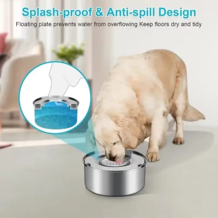 Bol flottant en acier inoxydable pour chien 1L 3L, distributeur d'eau anti-éclaboussures sans dévers