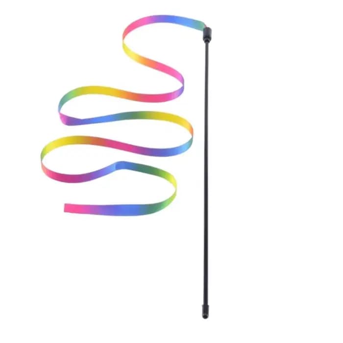 Jouets interactifs pour chat avec ruban coloré, bâtonnet de chat en ruban de satin, baguette de chat