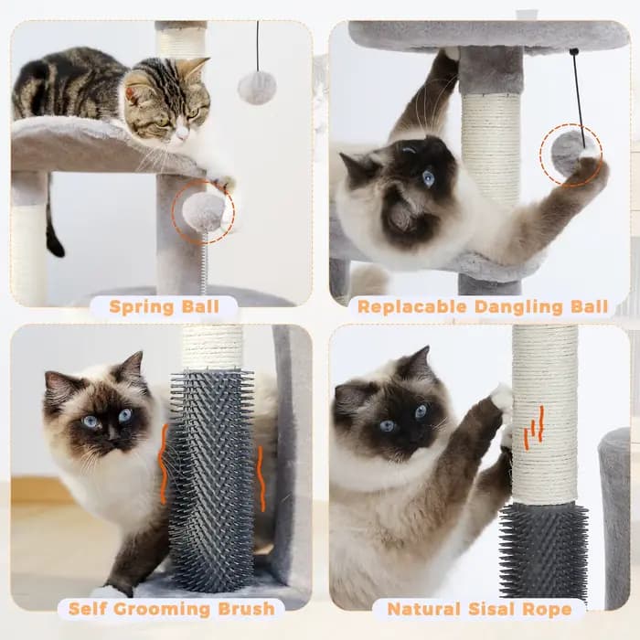 Tour de petit arbre à chat d'intérieur pour chats, jouet coule pour chat de taille moyenne, condo po
