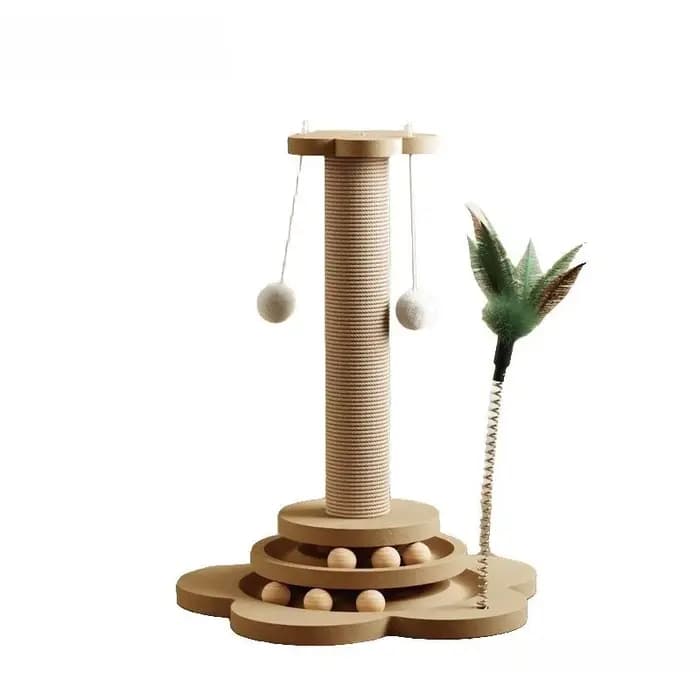 Jouet pour chat en bois massif, plateau tournant pour chat, boules de bâton amusantes, planche à gra