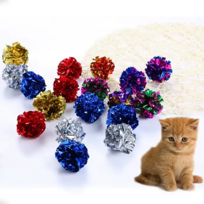 Jouet pour chat de compagnie, boule de papier froissée de couleur, jouets sonores pour chat, produit
