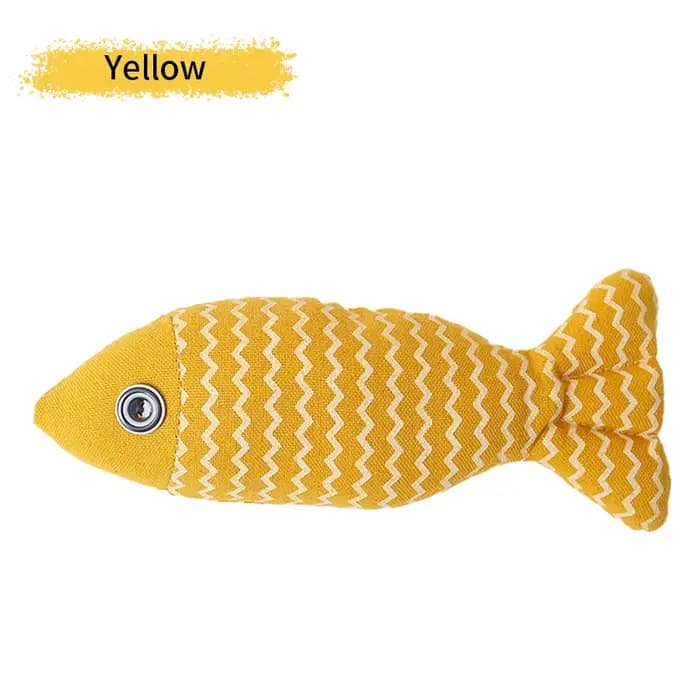 Jouet pour chat en forme de poisson à la catnip naturelle, jouet à mâcher en lin, coussin de dentiti