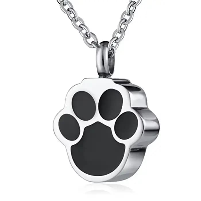 Bijoux de crémation imprimés de patte de chien et de chat pour cendres, collier d'urne portable, pen