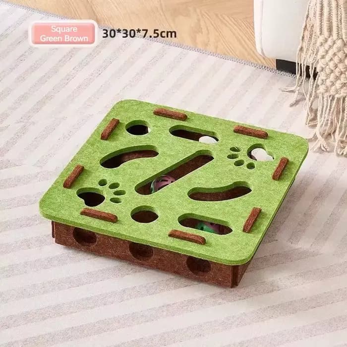 Jouet interactif pour chat : Boîte labyrinthe en feutre avec boule à clochette – Boîte de jeu autono