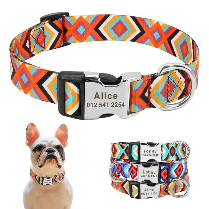 Collier personnalisé pour chien et chat, petit, moyen et grand, nom gravé personnalisé, identificati