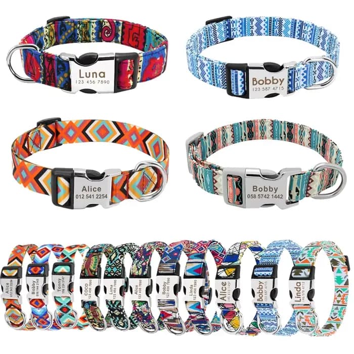 Collier personnalisé pour chien et chat, petit, moyen et grand, nom gravé personnalisé, identificati