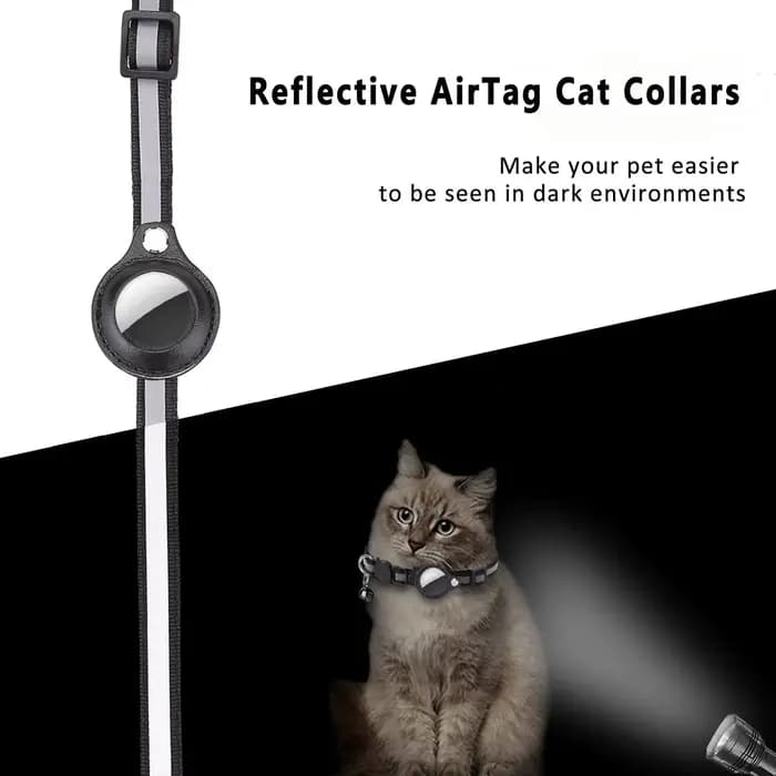 Collier de support AirTag pour chat, bandes réfléchissantes détachables, collier de chaton réglable,