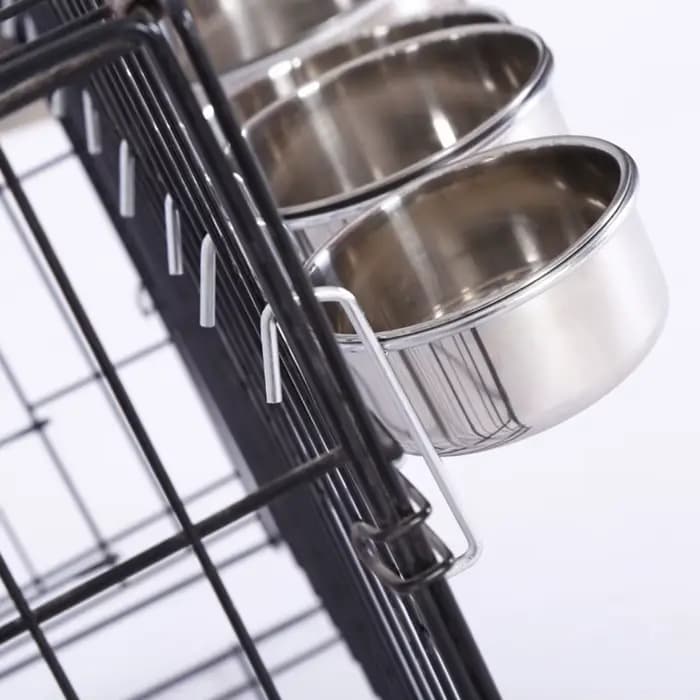 Cage de cintre pour chat, tasse en acier inoxydable, outils d'alimentation pour animaux de compagnie