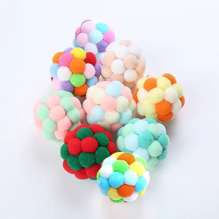 Jouets pour chats, boule de cloche colorée faite à la main, boule élastique, chassage interactif, fo