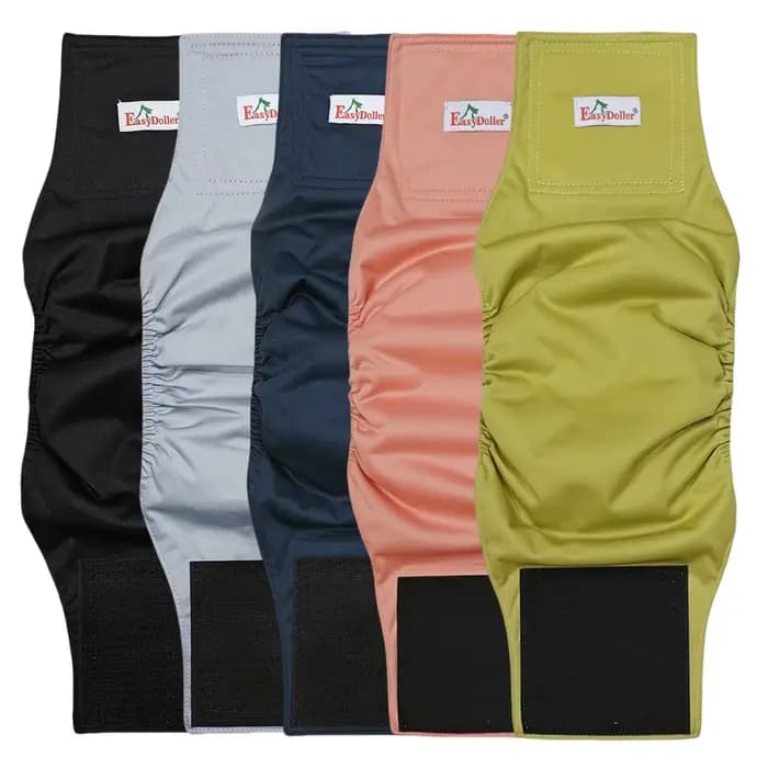 Couche lavable pour chien, 5 pièces, confortable et réglable, bande ventrale, pantalon pour pipi, an