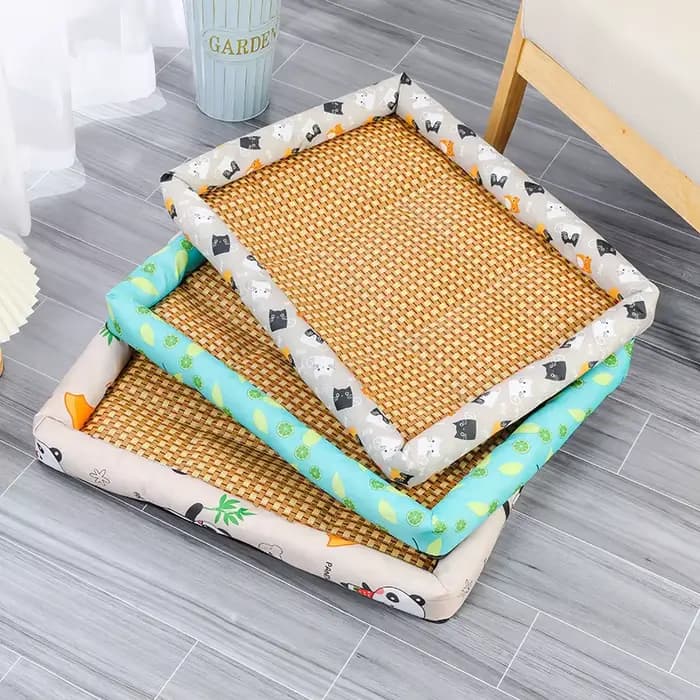 Lit en rotin tissé pour animaux de compagnie, canapé-lit en polymères, refroidissement pour animaux