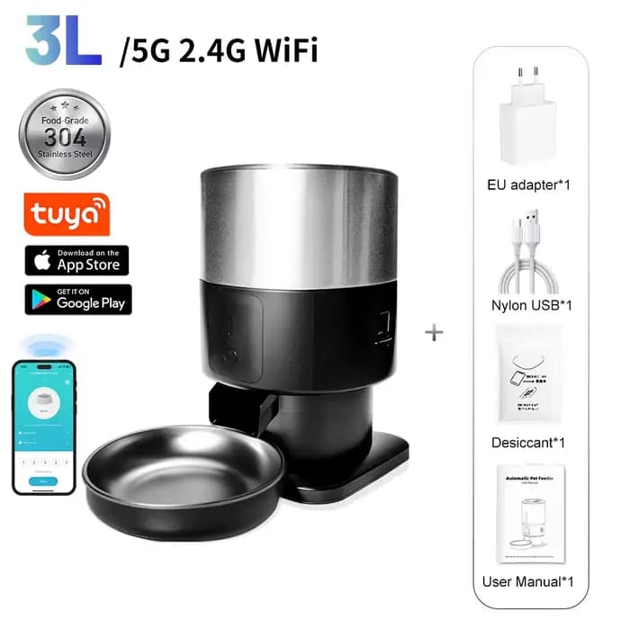Furpipi mangeoire automatique pour chat avec caméra Full HD et Vision nocturne 5G WiFi Tuya APP cont