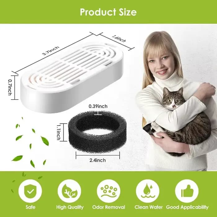 Filtres de fontaine à eau pour chat, paquet de 6 filtres de remplacement et éponges de pré-filtre de