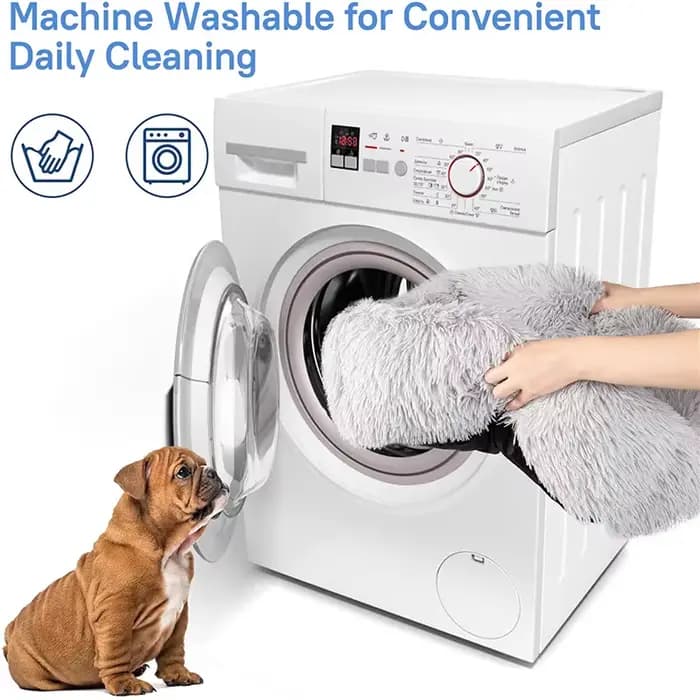 Lit de luxe pour chien, carré, Long tapis en peluche, fournitures pour petits, moyens et grands chie