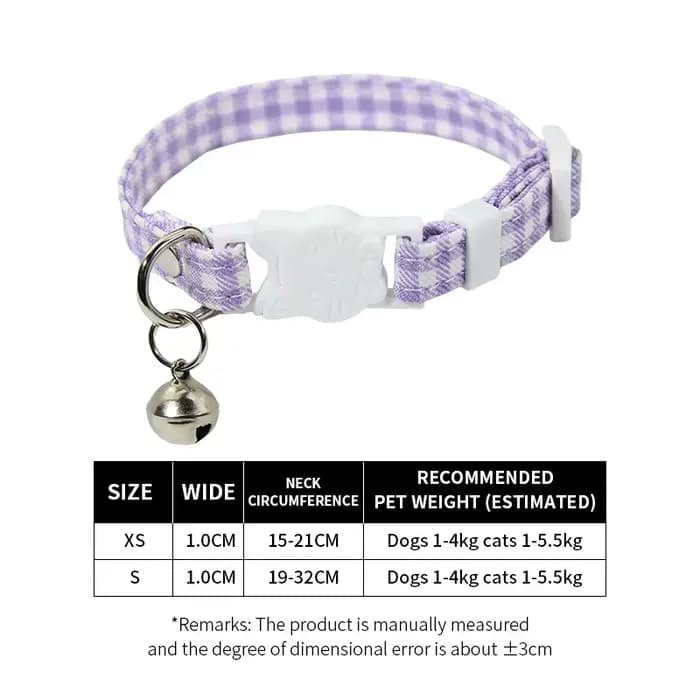 Collier pour chat, collier réglable pour animaux de compagnie avec boucle en grille, petit collier m