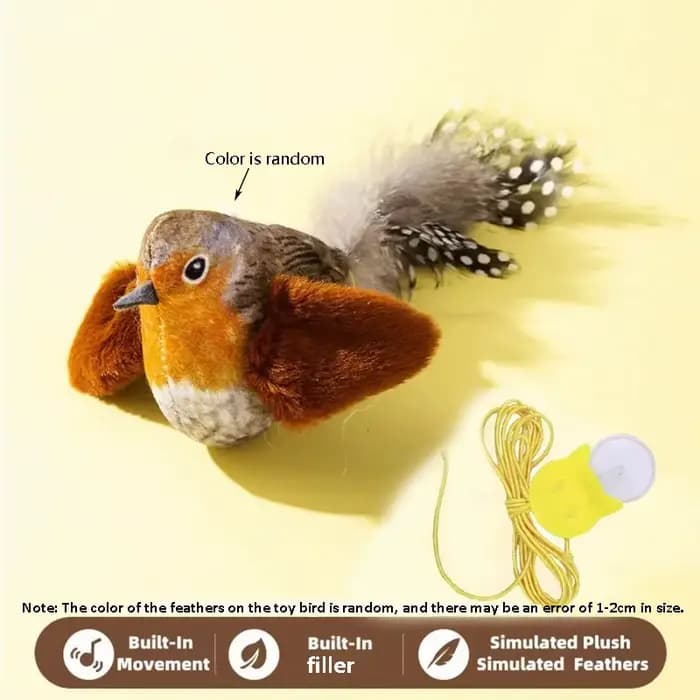 Le jouet pour chat émule l'oiseau sonore pour amuser la corde élastique du chat pour soulager l'ennu
