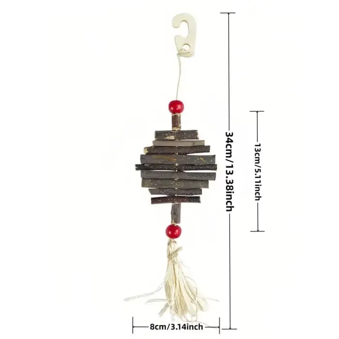 Jouet à mâcher en bois de pomme naturel, 1 pièce, ficelle suspendue pour petits animaux de compagnie