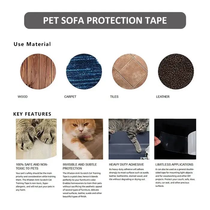 Bande d'entraînement pour chats, 3/10M, dissuasion des rayures, transparente, auto-adhésive, pour ch