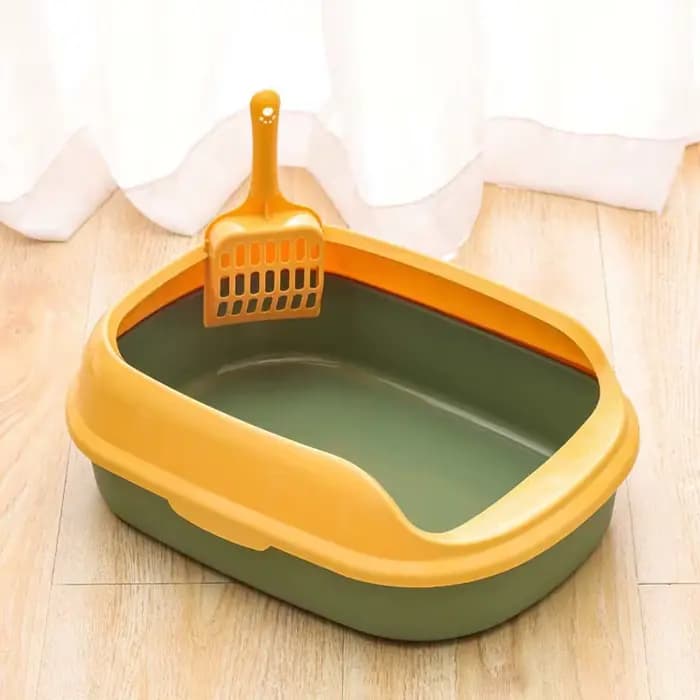 Petite litière semi-fermée pour chat, bac à litière anti-déversement pour chat domestique, bac à déc