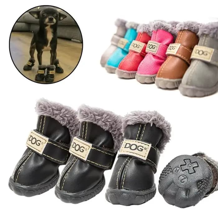 Bottes de neige imperméables pour animaux de compagnie, chaussures coordonnantes pour chien, peluche