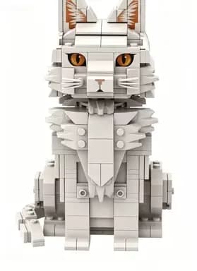 Ensemble de blocs de construction réaliste Chat Maine Coon, modèle animal à assembler soi-même, déco