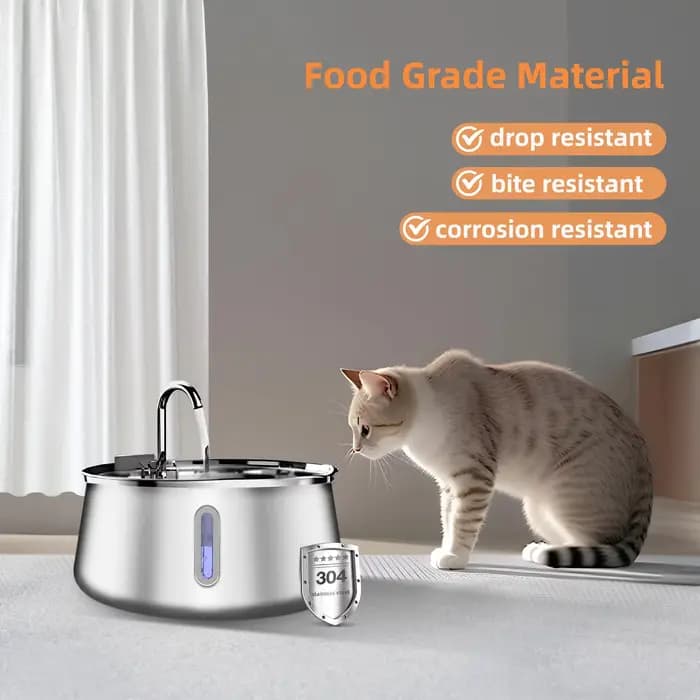 Fontaine pour chat mangeoire à eau pour animaux de compagnie en acier inoxydable 4L distributeur d'e