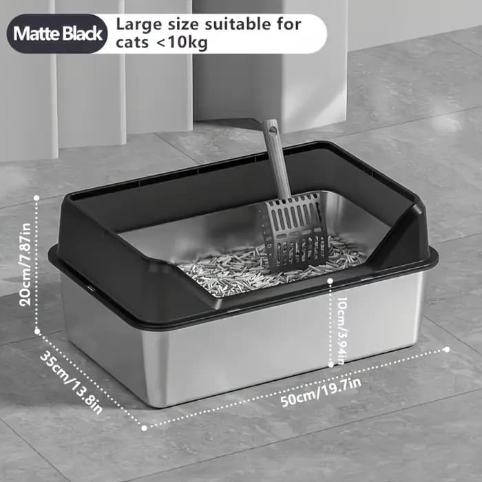KEMORELA XL bac à litière extra large en acier inoxydable avec couvercle grand bac à litière pour ch