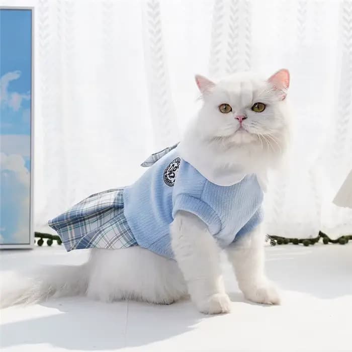 Robe pour chien de style collégial pour petits chiens, jupe à carreaux, rose, bleu, vert, vêtements