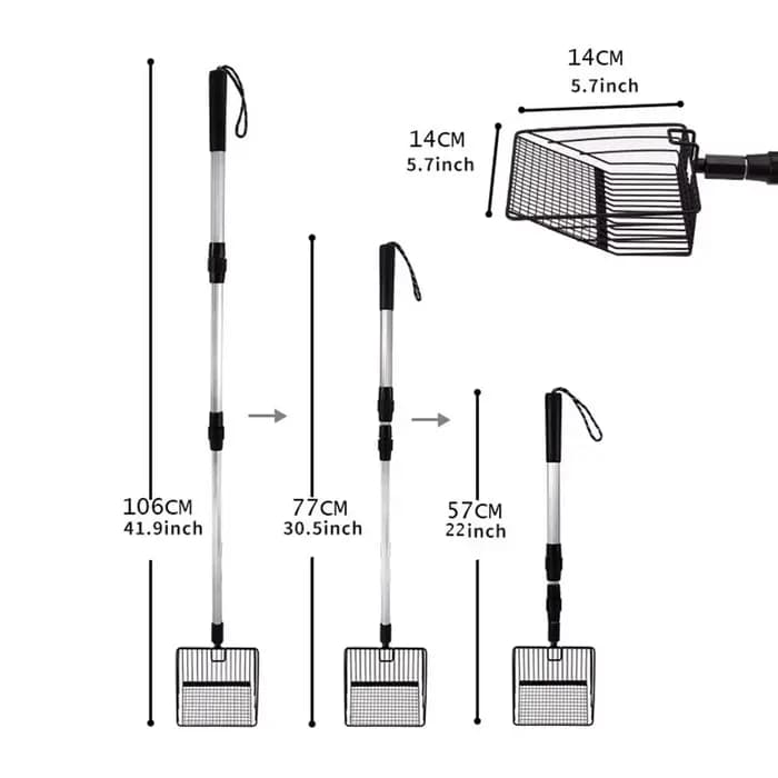 Pelle à litière extensible pour chat, pelle à tamisage pour poulailler, accessoires métalliques à Lo