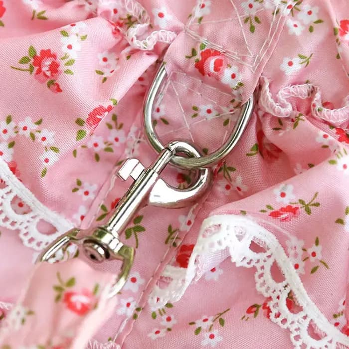 Ensemble Harnais et Laisse en Dentelle Florale pour Chiens et Chats de Petite Taille – Robe Mignonne