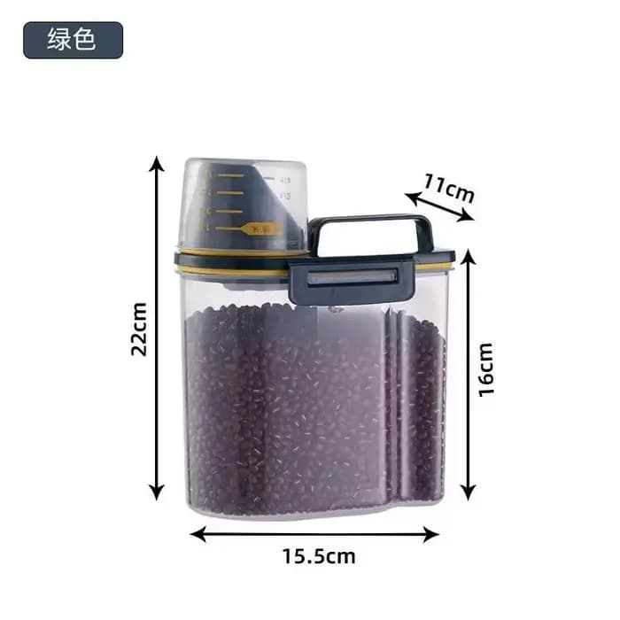 Seau de rangement en plastique pour nourriture pour chiens et chats, 1.5kg/2kg, avec tasse à mesurer