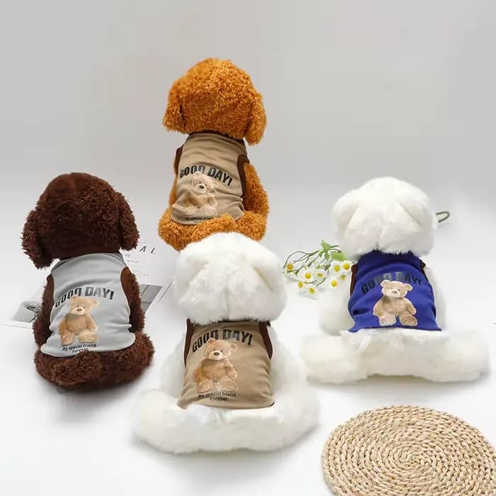 Dessin animé ours chien vêtements mignon coton chien Costume animal de compagnie T-shirt chats gilet