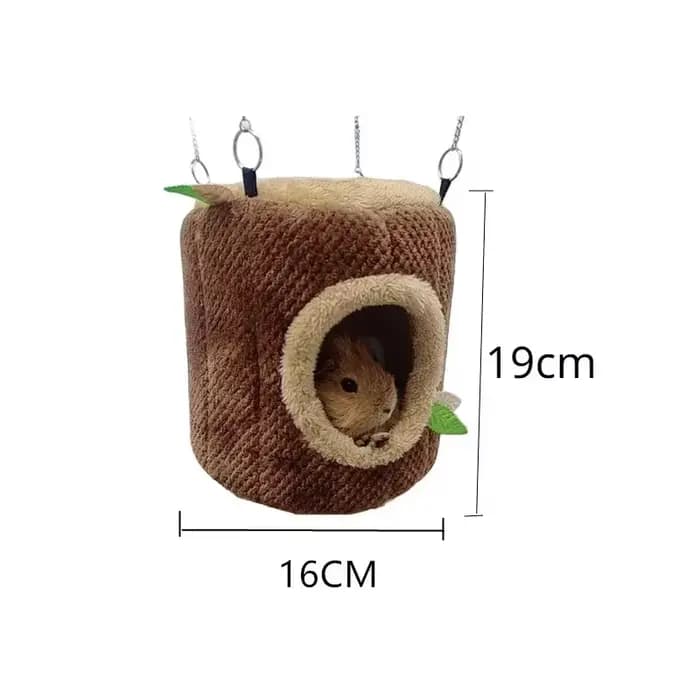 Lit suspendu chaud pour hamster en forme de souche d'arbre, tunnel d'hiver, nid pour petits animaux,