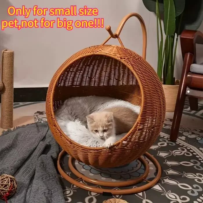 Lit hamac de luxe tissé à la main pour chat, panier de rangement confortable en carton épais pour pe
