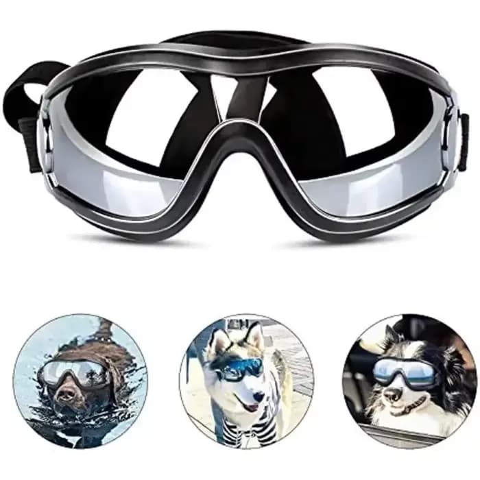 Lunettes de soleil avec sangle réglable pour chiens moyens et grands, lunettes de voyage, lunettes d