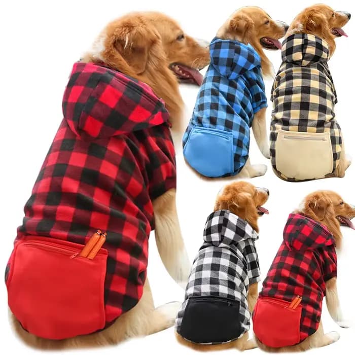 Manteau d'hiver pour chien, veste pour animaux de compagnie, gilet réversible à carreaux, vêtements